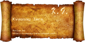 Kvassay Imre névjegykártya